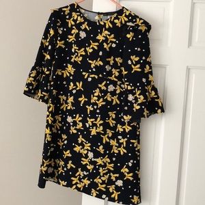 Zara black and yellow floral dress